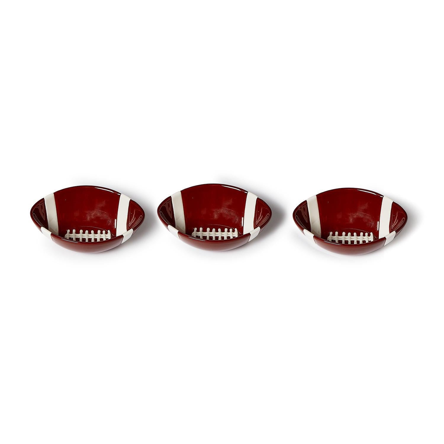 Football Tidbit Bowl Set of 3