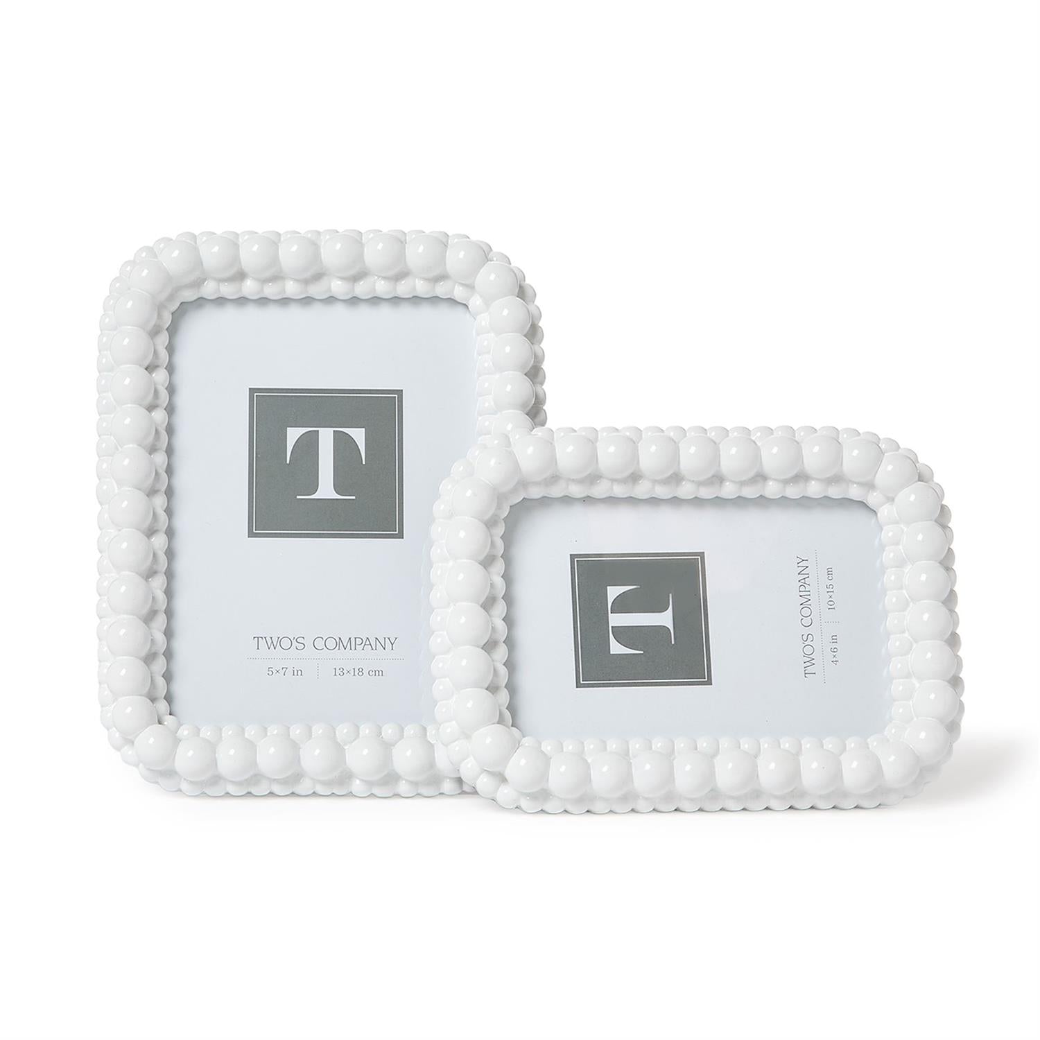Hobnail White Double Photo Frame Set of 2