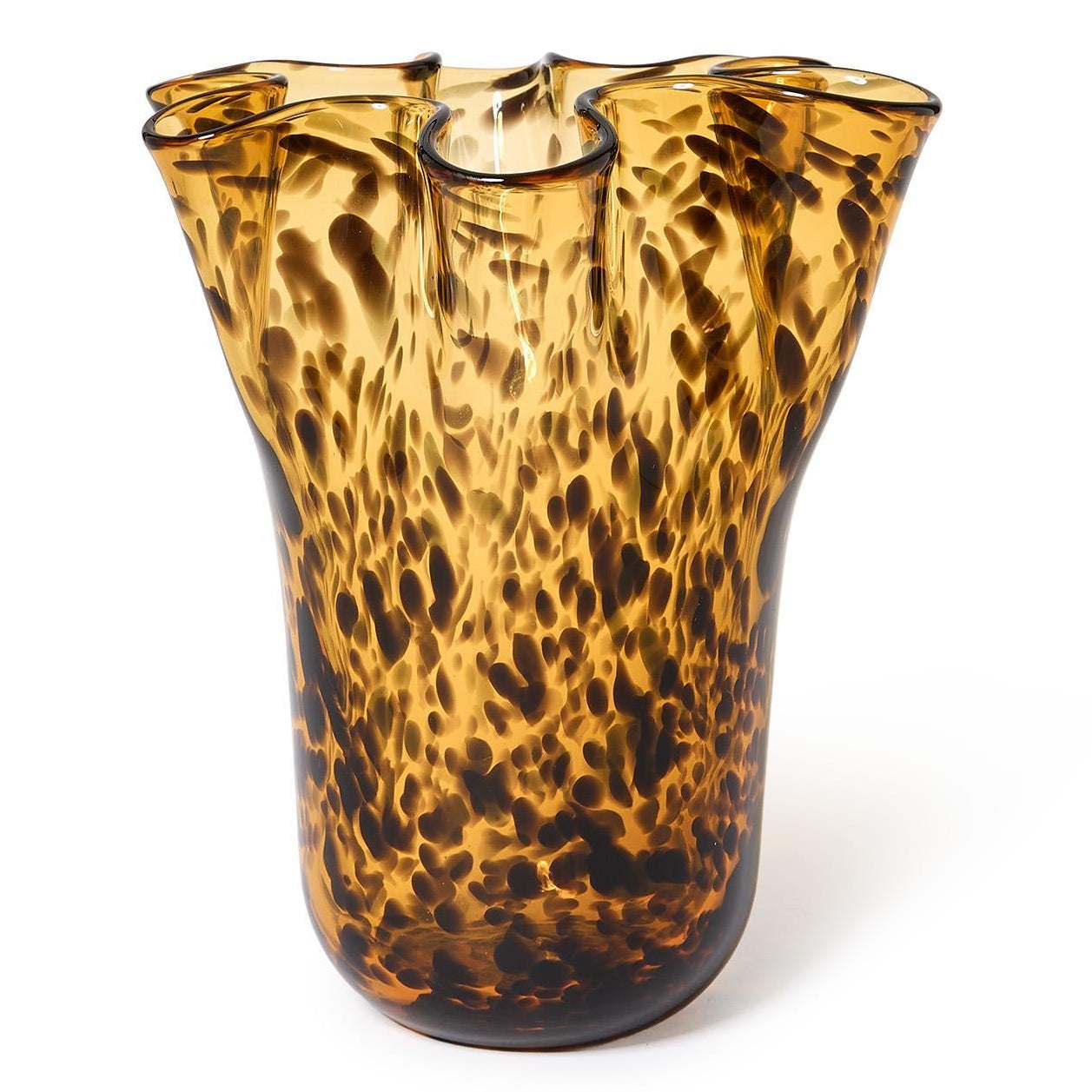 Tortoise Print Flare Hand-Blown Vase