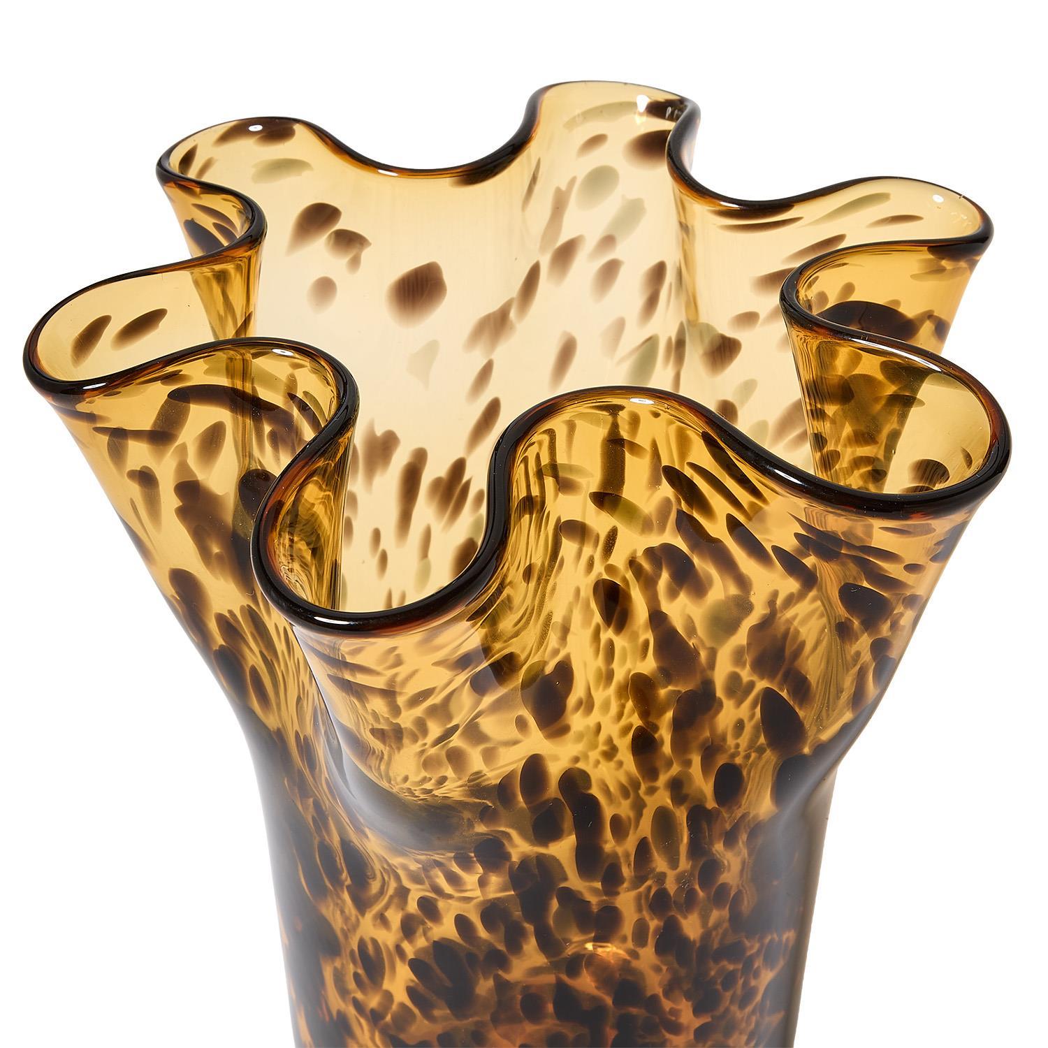 Tortoise Print Flare Hand-Blown Vase