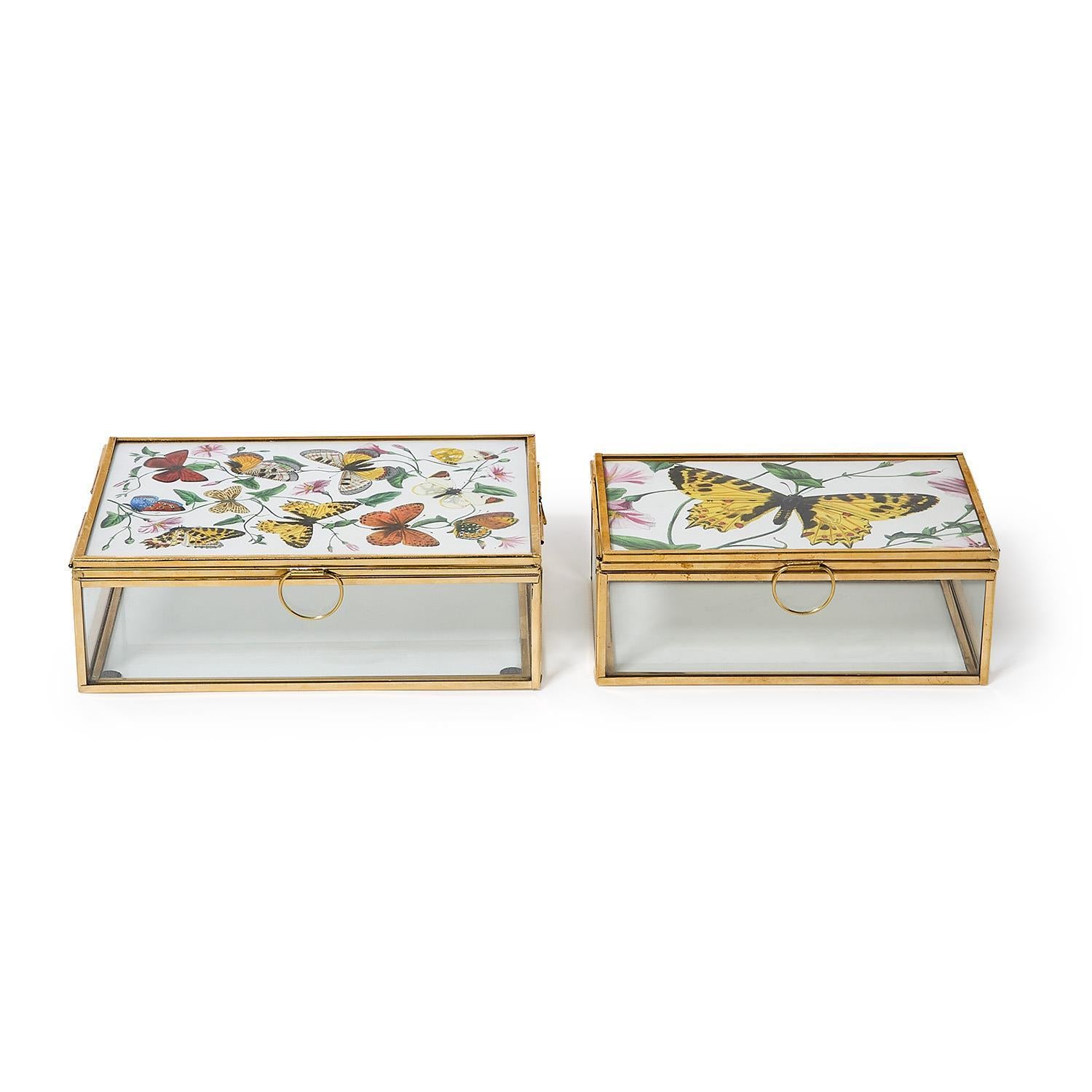 Glass and Brass Photo Box Set of 2