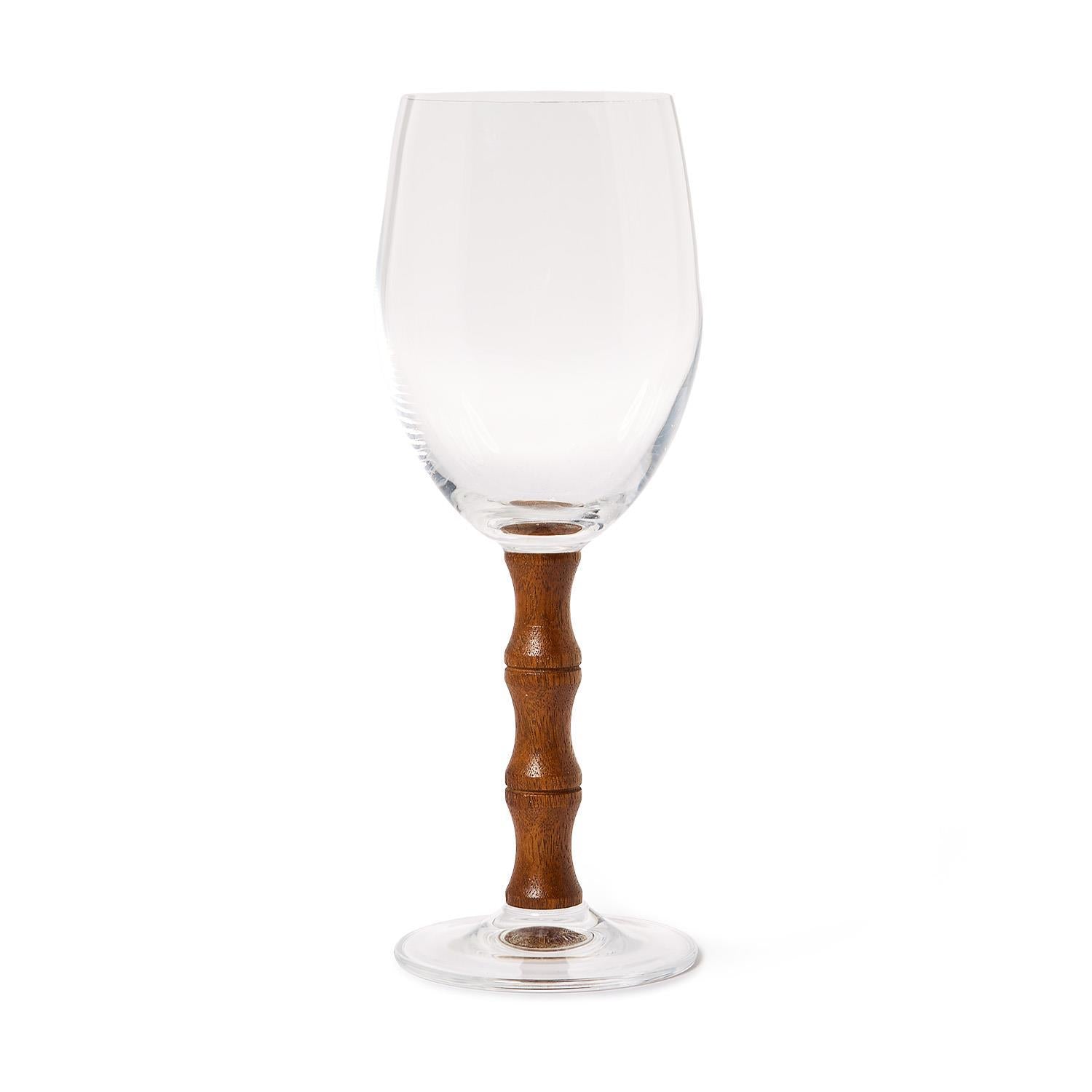 Faux Bamboo Stemmed Wine Glass Set of 4