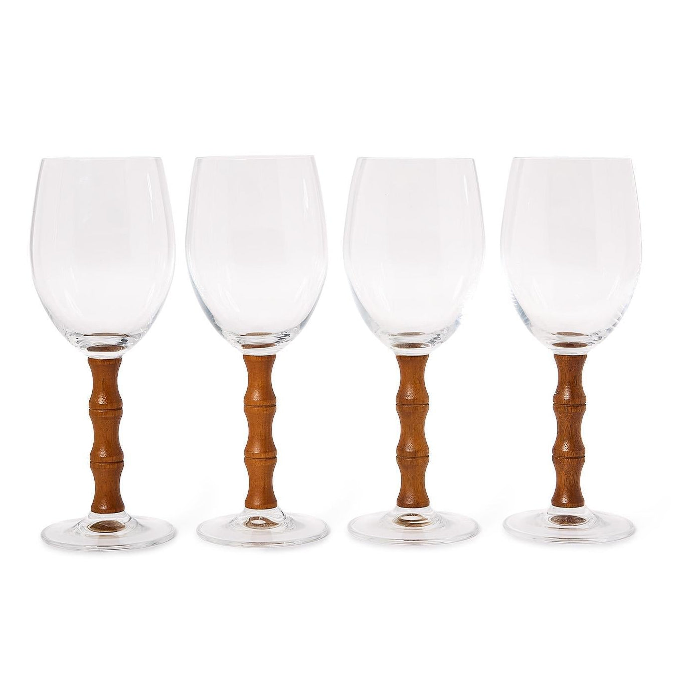 Faux Bamboo Stemmed Wine Glass Set of 4