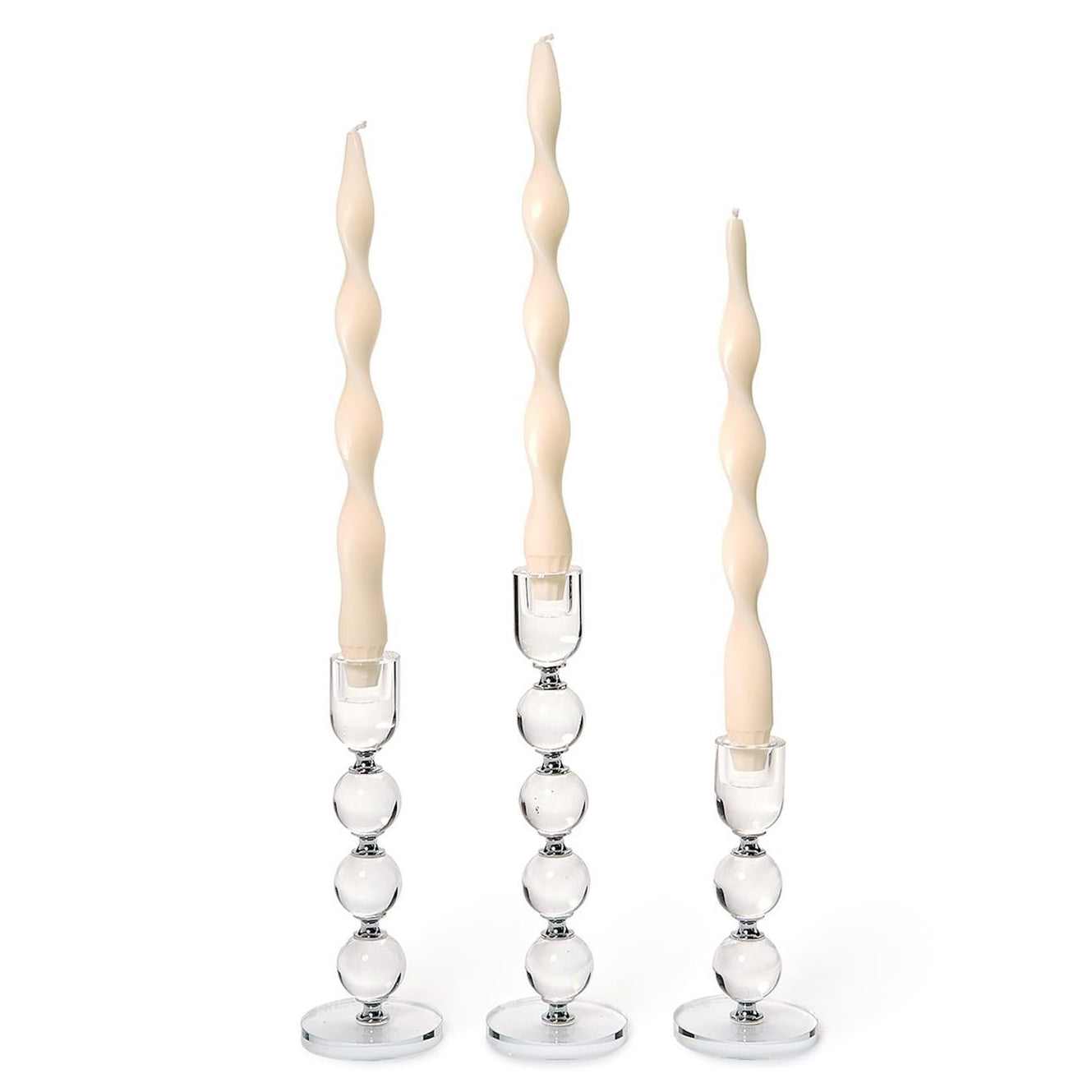 Bobbin Crystal Taper Candleholder Set of 3