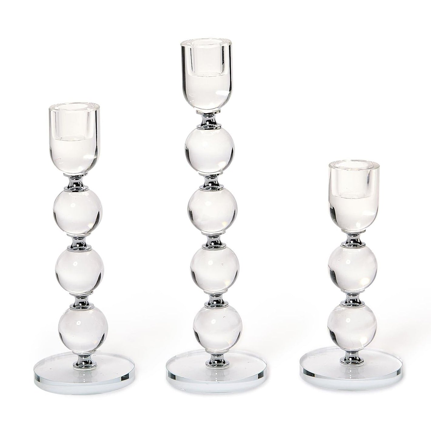 Bobbin Crystal Taper Candleholder Set of 3