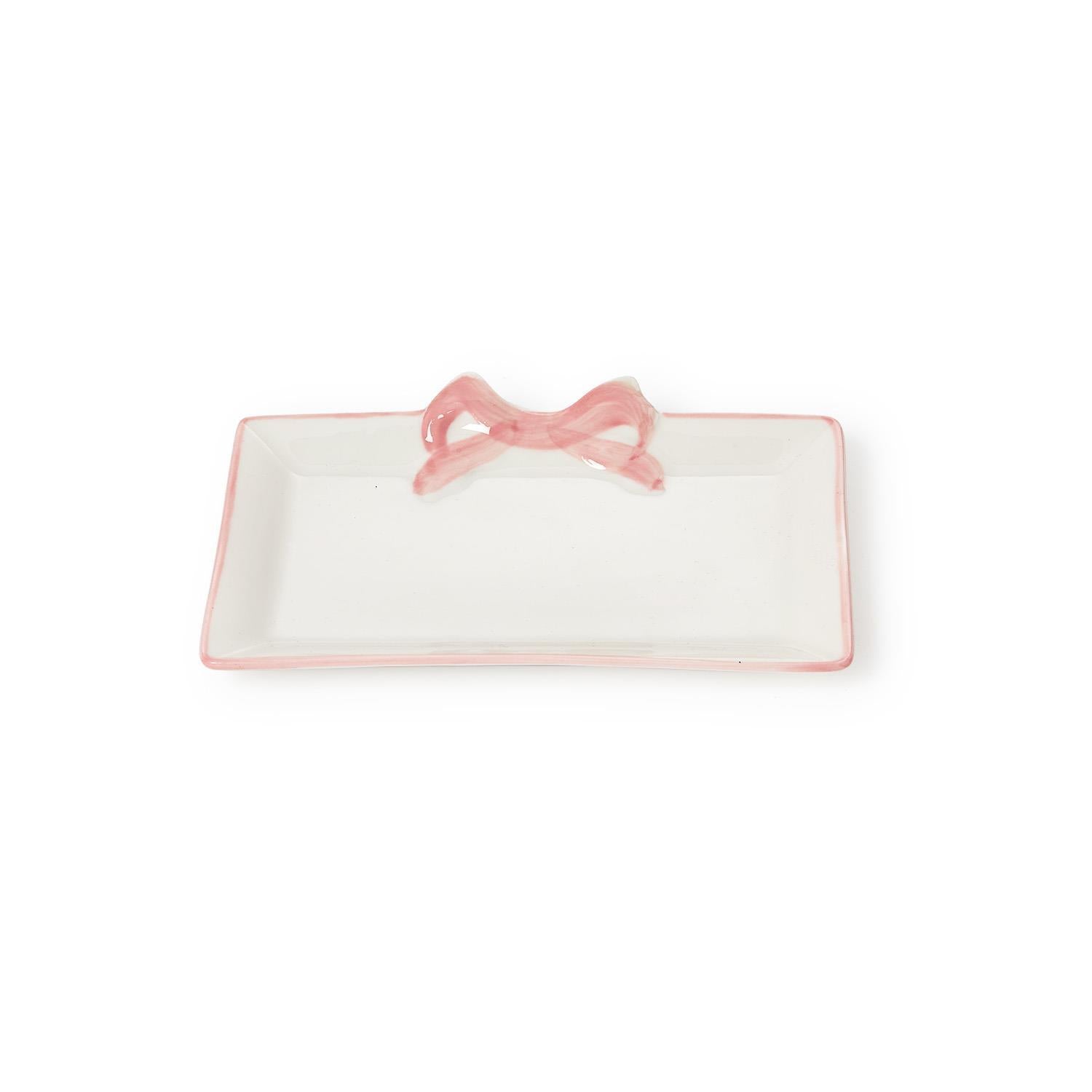 Pretty Bow Hand-Painted Tray Set of 3