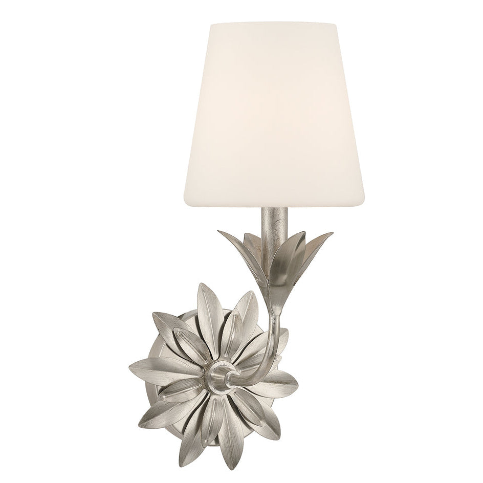 Crystorama Broche 1 Light Antique Silver Sconce