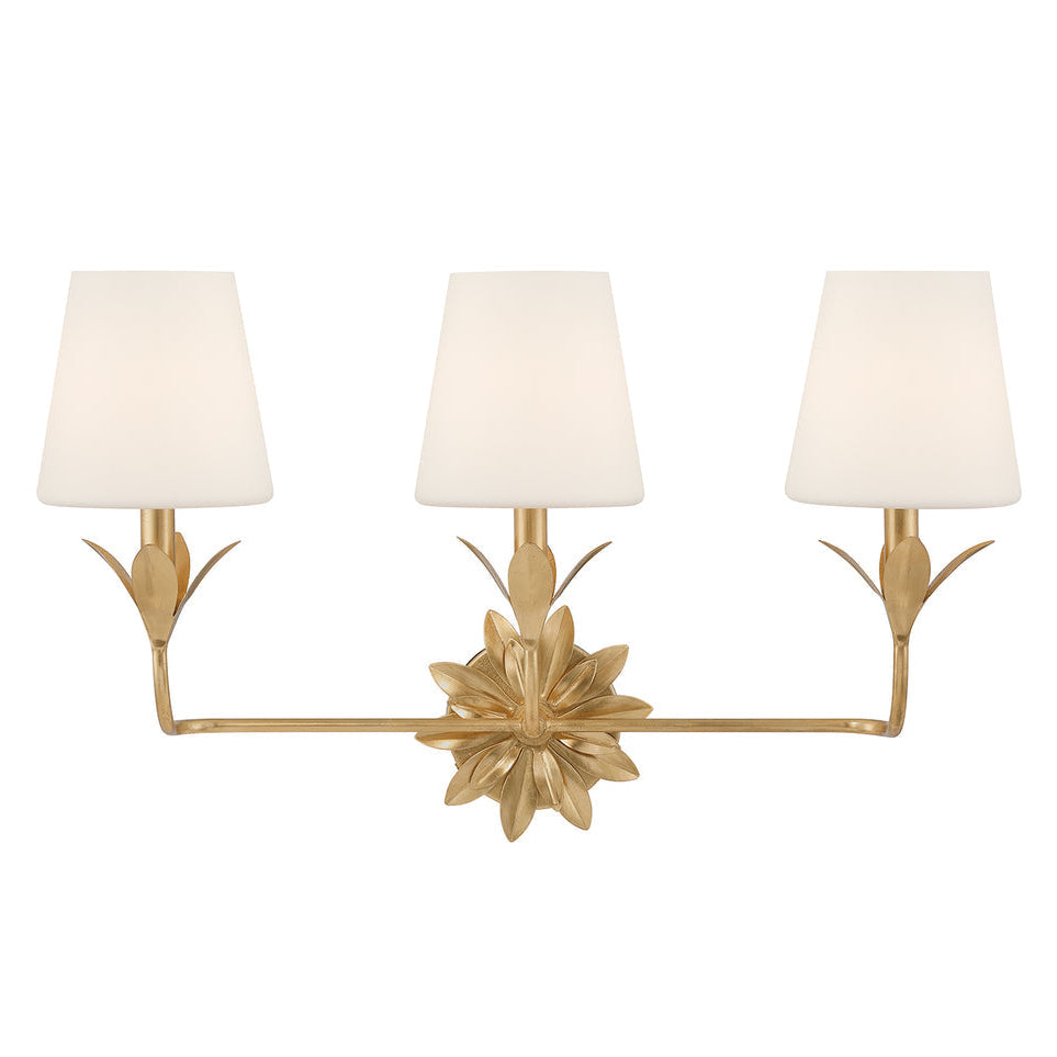Crystorama Broche 3 Light Antique Gold Bathroom Vanity Light