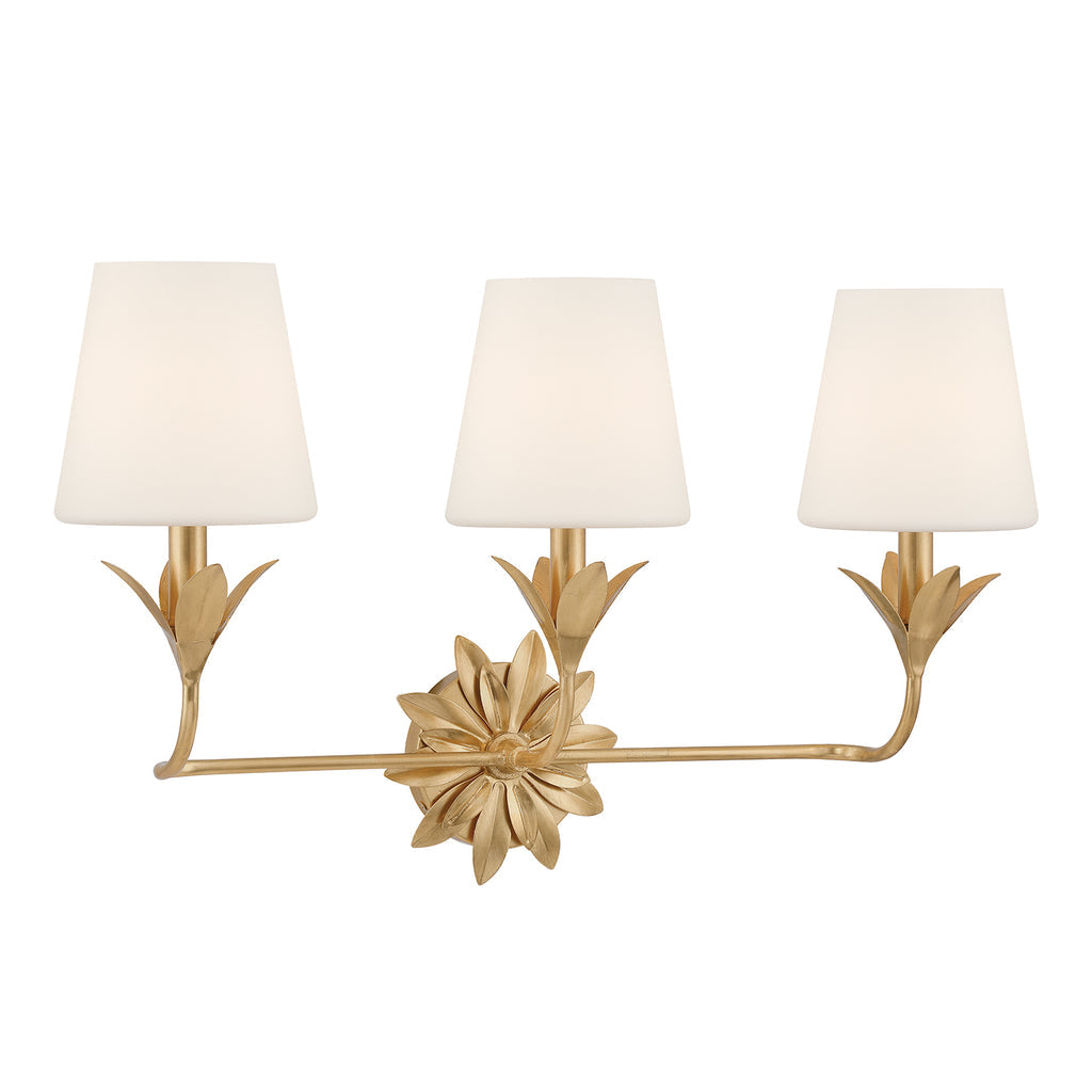 Crystorama Broche 3 Light Antique Gold Bathroom Vanity Light