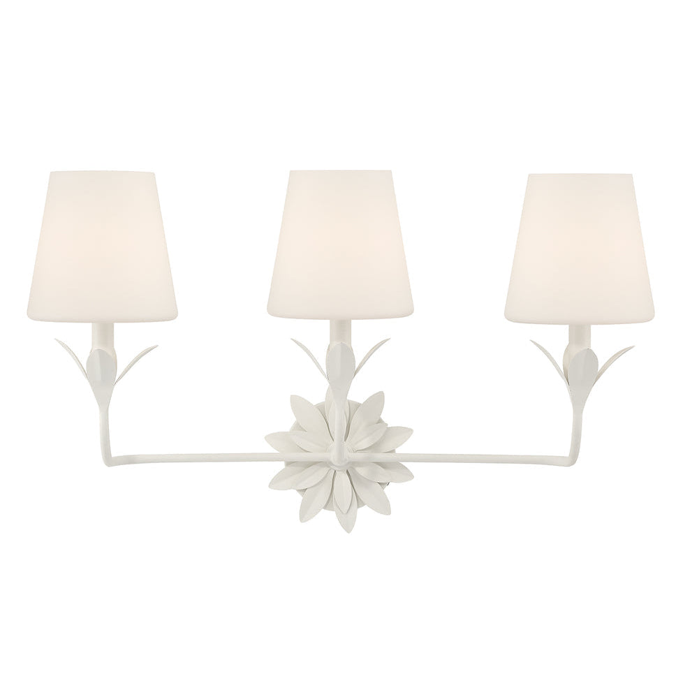 Crystorama Broche 3 Light Matte White Bathroom Vanity Light