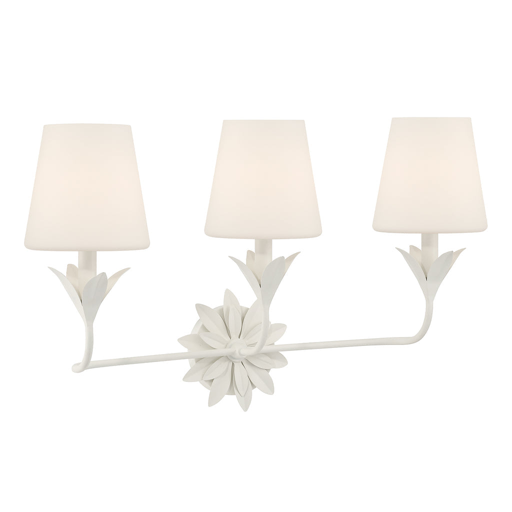 Crystorama Broche 3 Light Matte White Bathroom Vanity Light