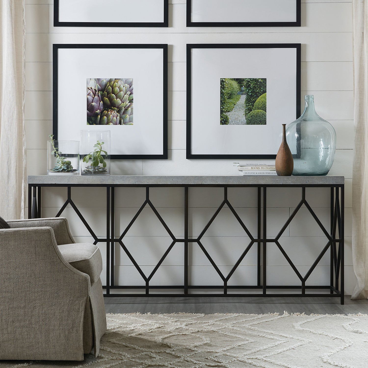 Hooker Furniture Ciao Bella Metal and Faux Concrete Console Table