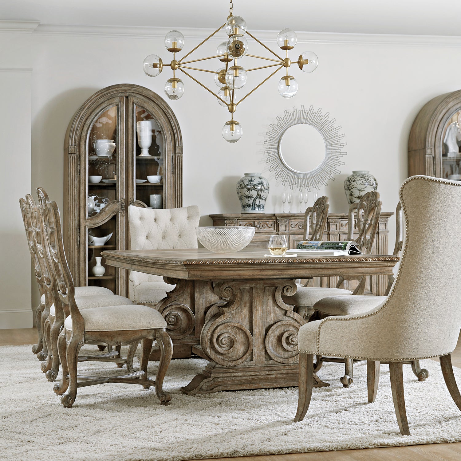 Hooker Furniture Castella Wood Back Side Chair Set of 2