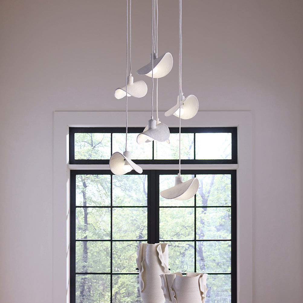 Jamie Young Slope Paper Mache Matte White 7-Light Chandelier