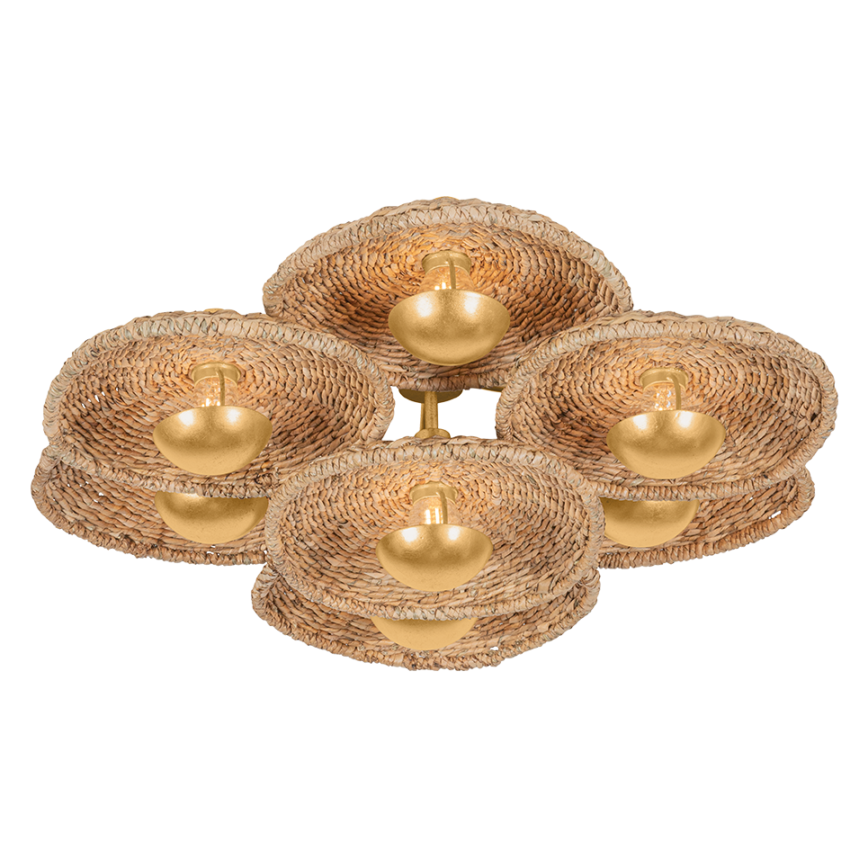 Corbett Lighting Colline Small Semi Flush Mount in Vintage Gold Leaf, primary product view