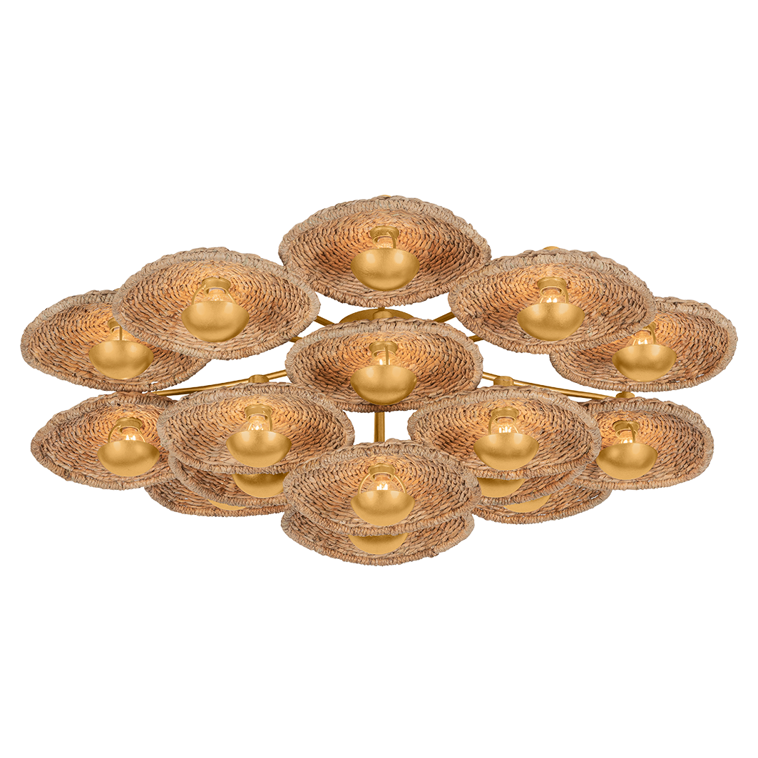 Corbett Lighting Colline Large Semi Flush Mount in Vintage Gold Leaf, primary product view