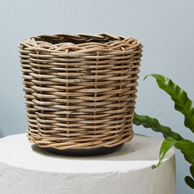 Rattan Basket, a natural wood home decor accent