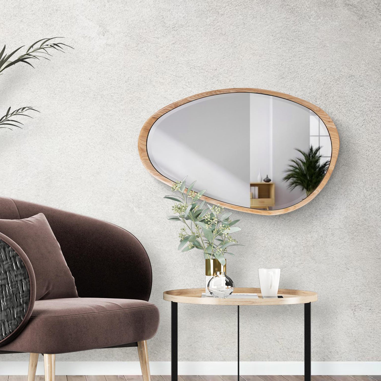 Dragmar Asymmetrical Wood Wall Mirror