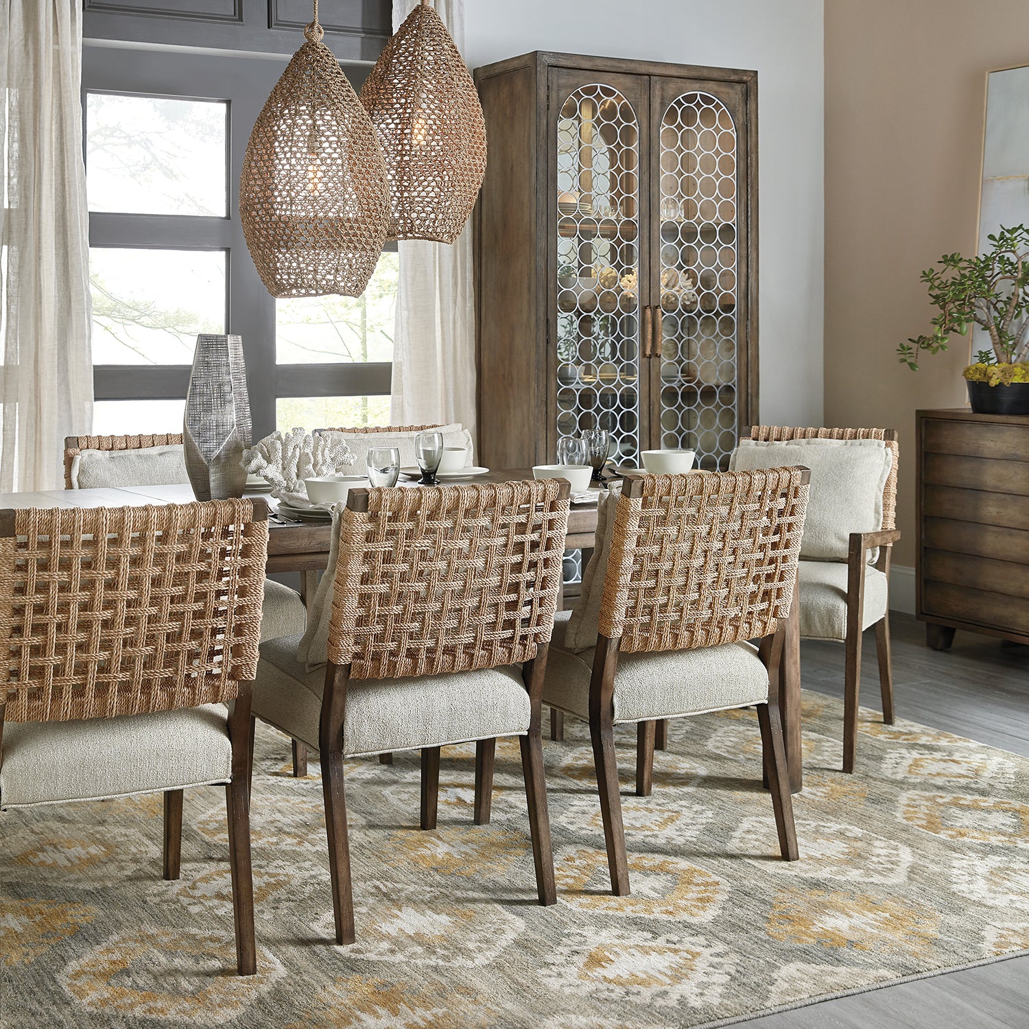 Hooker Furniture Sundance Woven Back Side Chair Set of 2