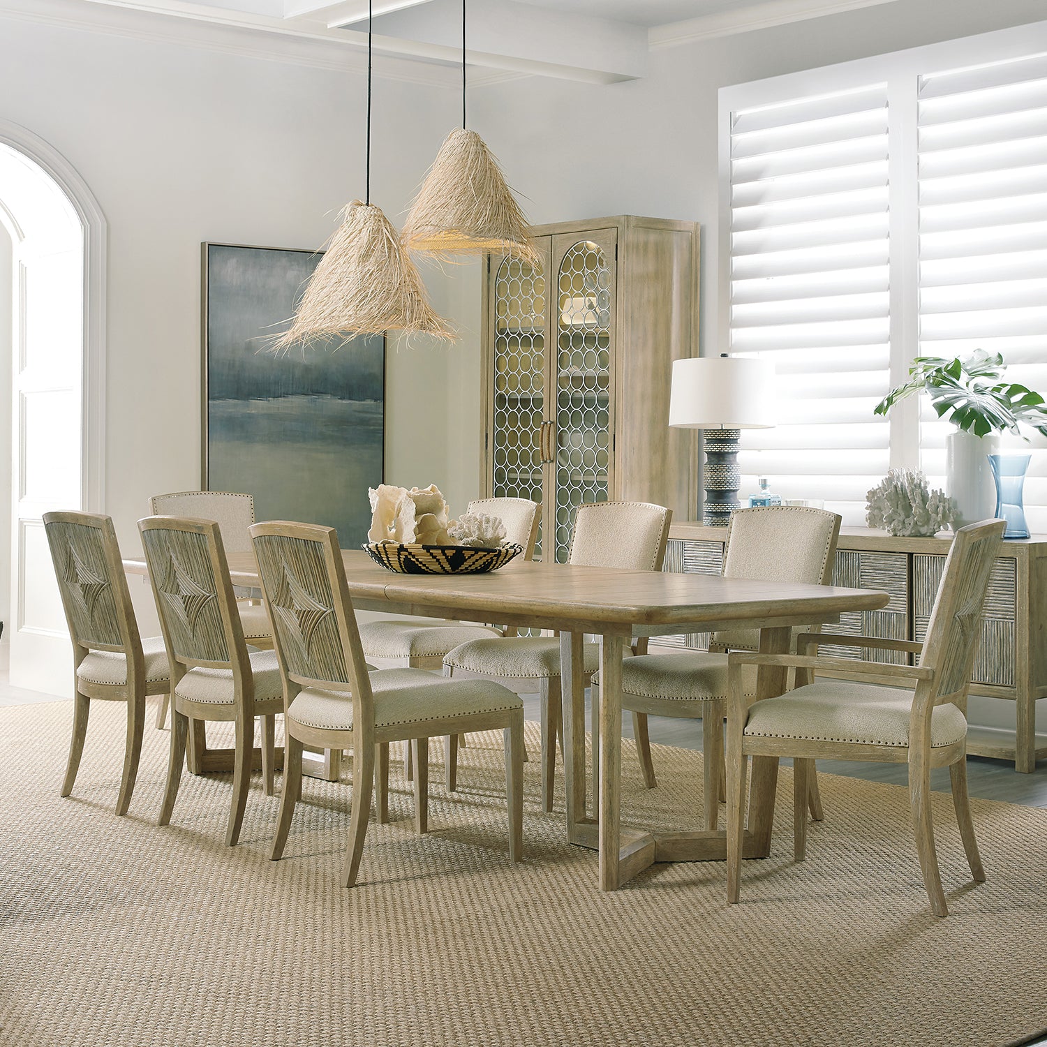 Hooker Furniture Surfrider Carved Back Arm Chair Set of 2