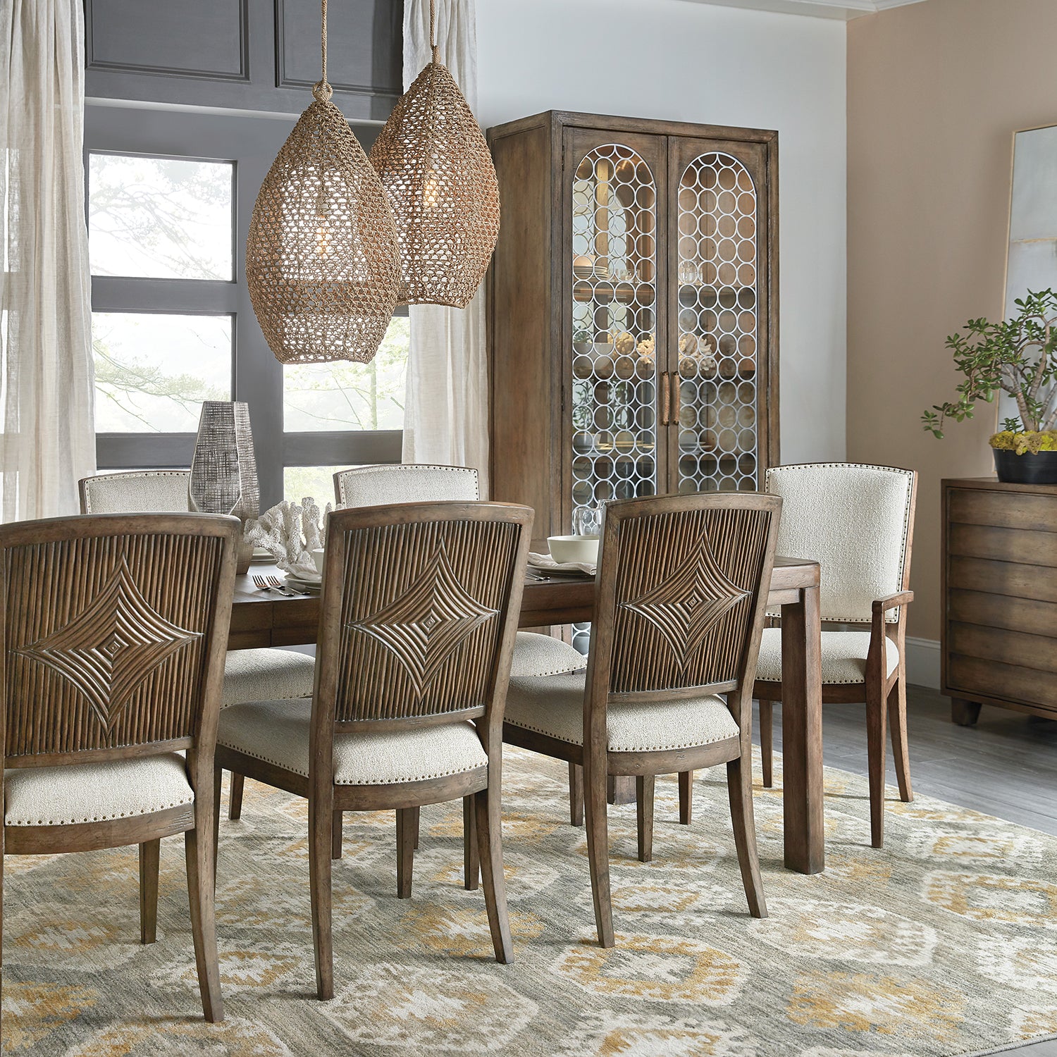 Hooker Furniture Sundance Carved Back Side Chair Set of 2