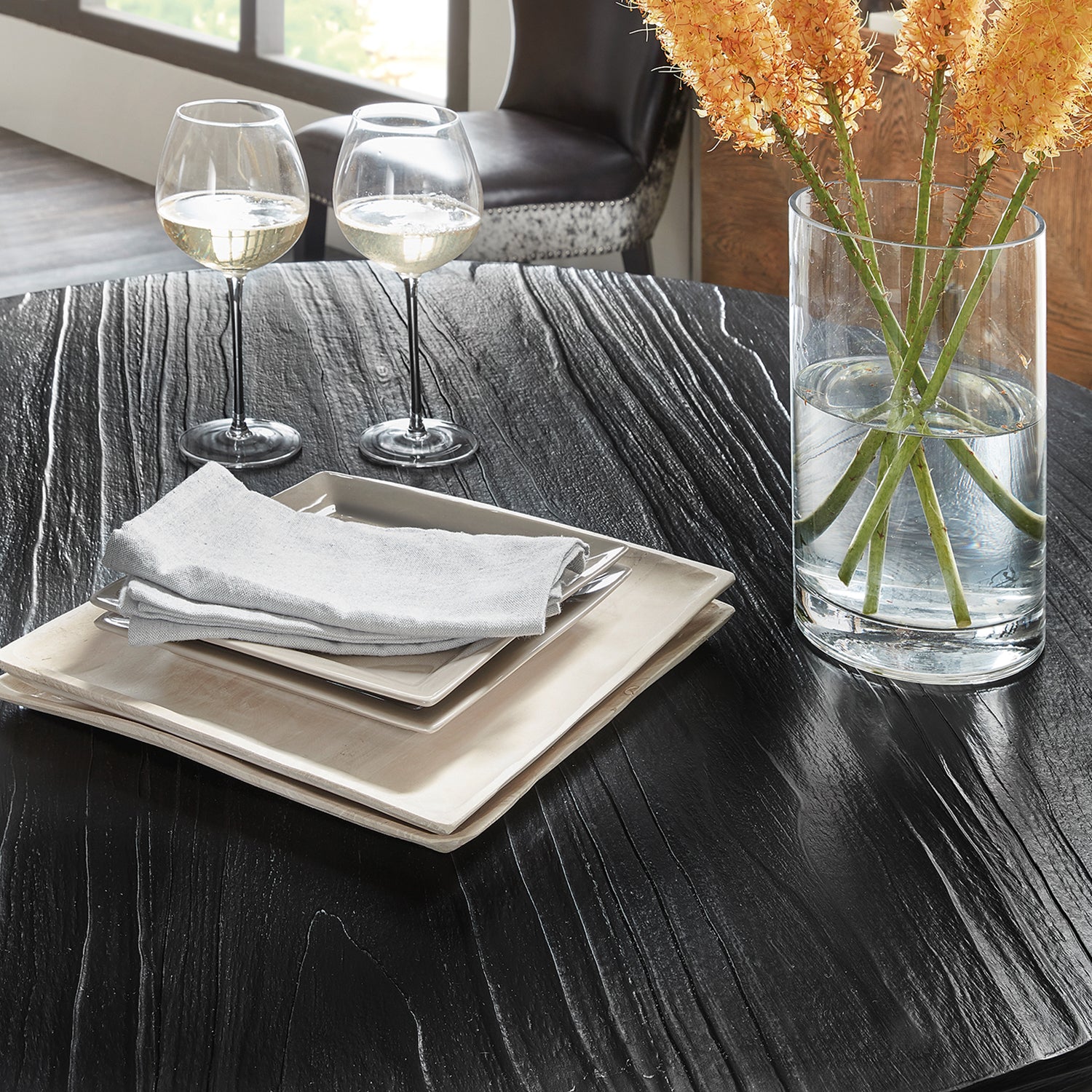 Hooker Furniture Chapman Shou Sugi Ban Petite Round Dining Table