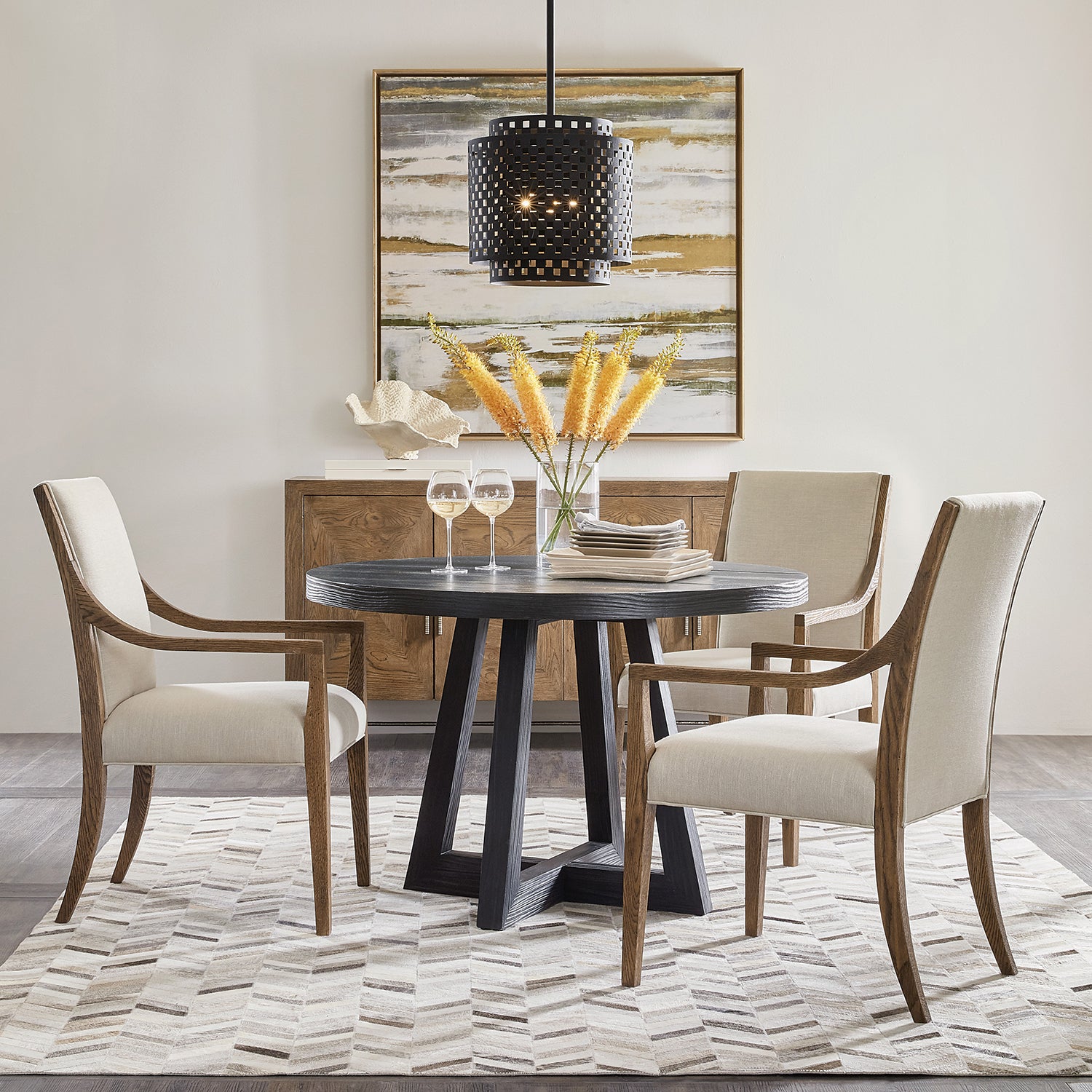 Hooker Furniture Chapman Shou Sugi Ban Petite Round Dining Table