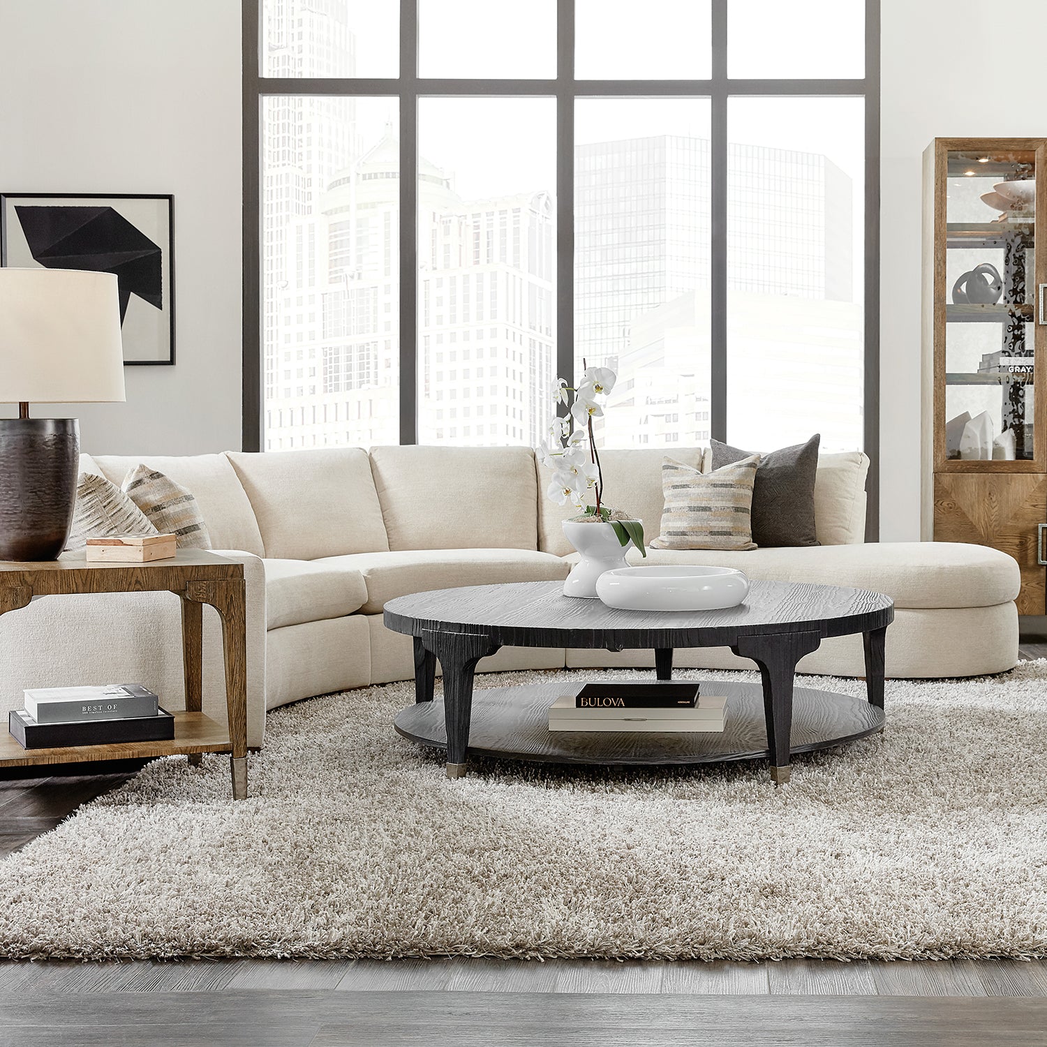 Hooker Furniture Chapman Shou Sugi Ban Round Cocktail Table