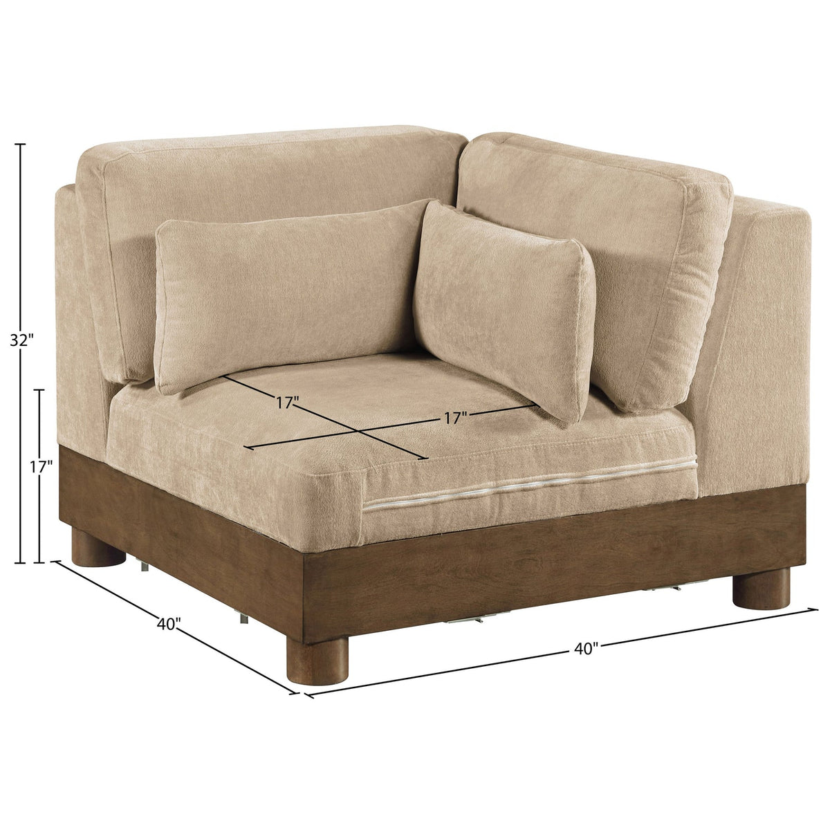 Turin Beige Chenille Fabric Upholstered Modular Corner Chair