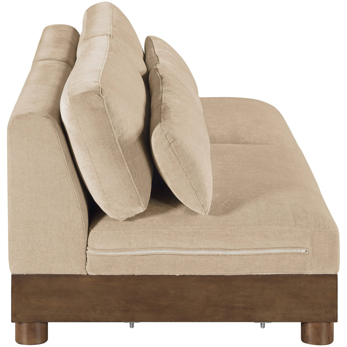 Turin 80in Beige Chenille Fabric Upholstered 2 Piece Modular Sofa