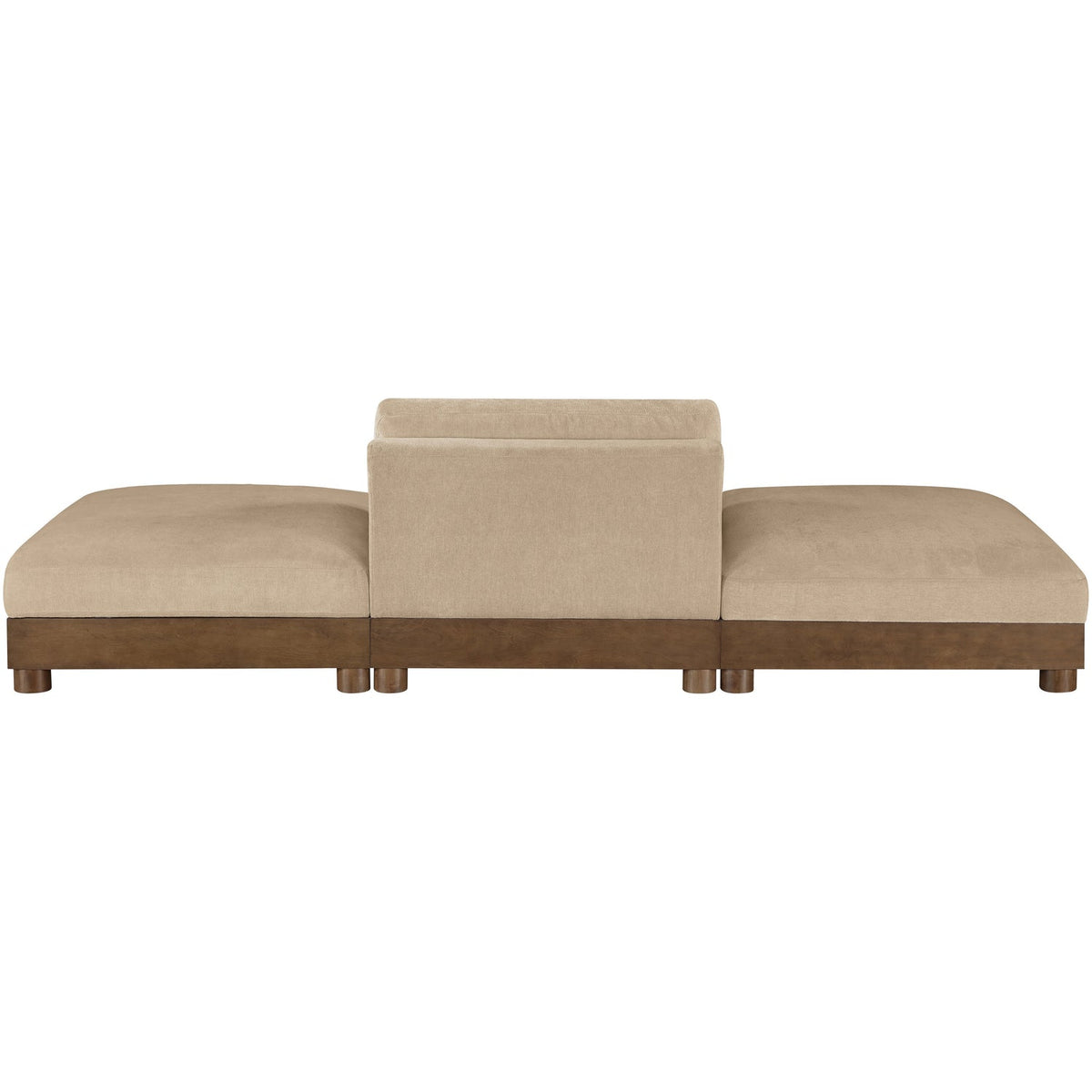 Turin 120in Beige Chenille Fabric Upholstered 3 Piece Modular Sofa