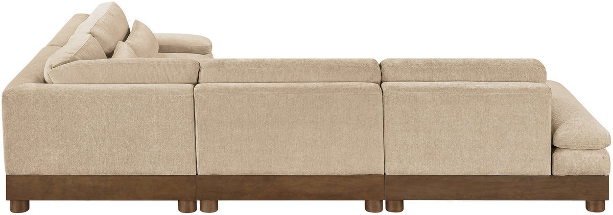 Turin 127.75in Beige Chenille Fabric Upholstered 4 Piece Modular Sectional Sofa