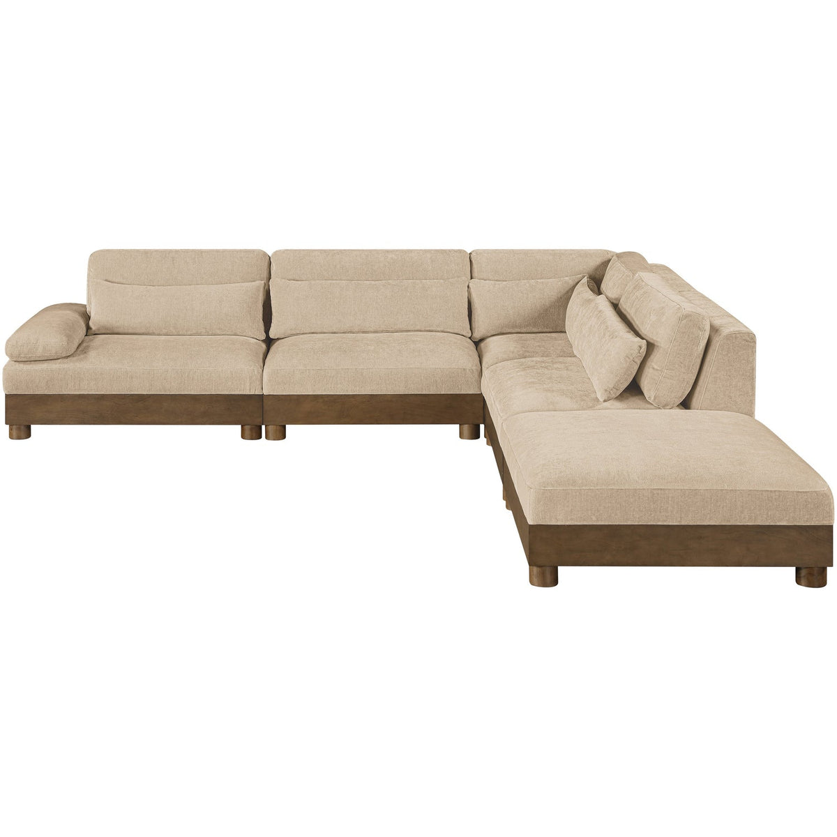 Turin 120in Beige Chenille Fabric Upholstered 5 Piece Modular Sectional Sofa
