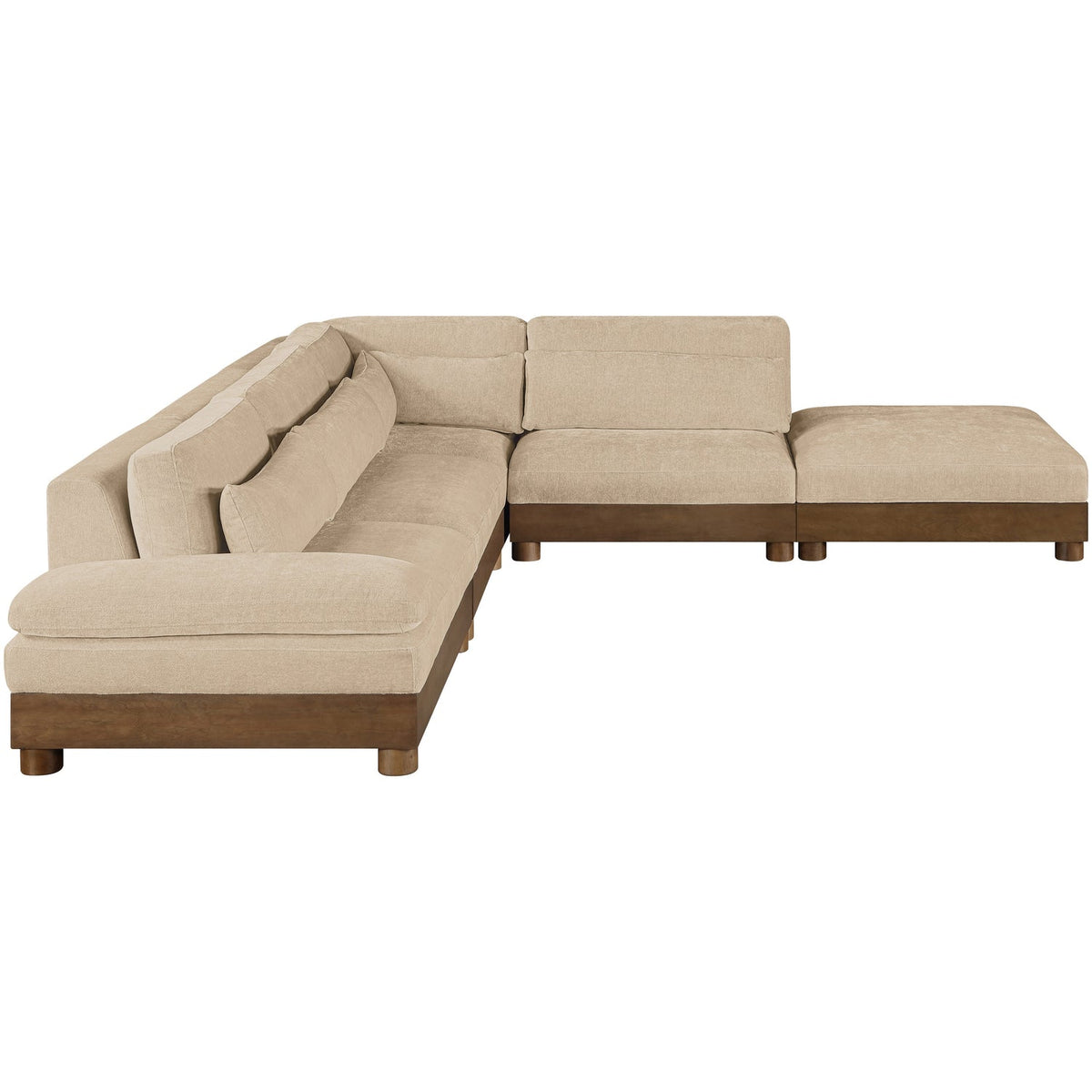 Turin 120in Beige Chenille Fabric Upholstered 5 Piece Modular Sectional Sofa