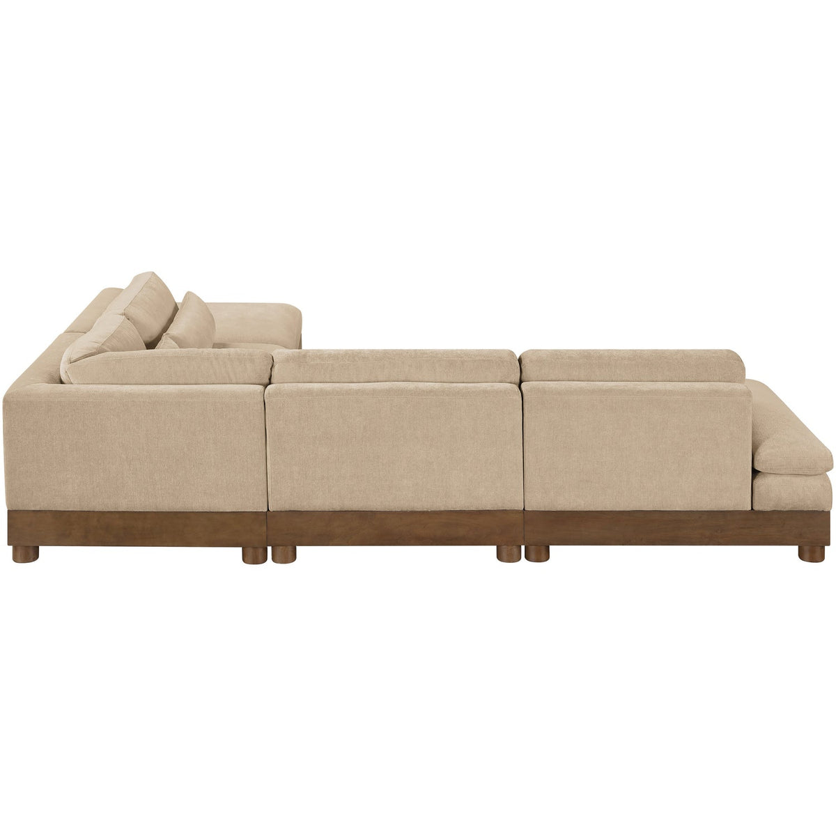 Turin 120in Beige Chenille Fabric Upholstered 5 Piece Modular Sectional Sofa