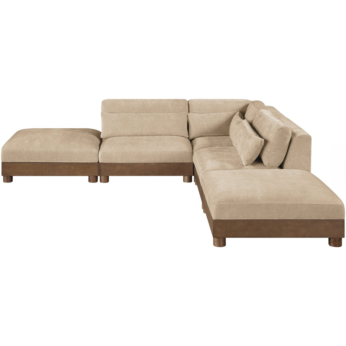 Turin 120in Beige Chenille Fabric Upholstered 5 Piece Modular Sectional Sofa