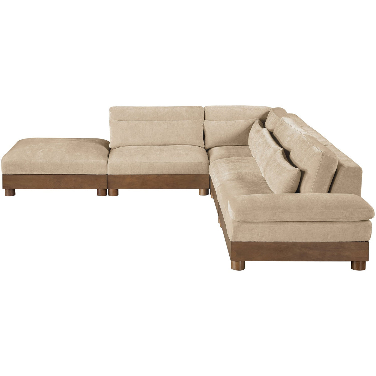 Turin 127.75in Beige Chenille Fabric Upholstered 5 Piece Modular Sectional Sofa
