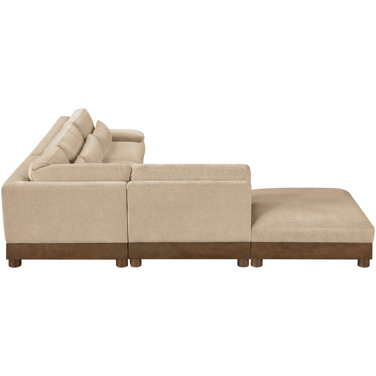 Turin 127.75in Beige Chenille Fabric Upholstered 5 Piece Modular Sectional Sofa