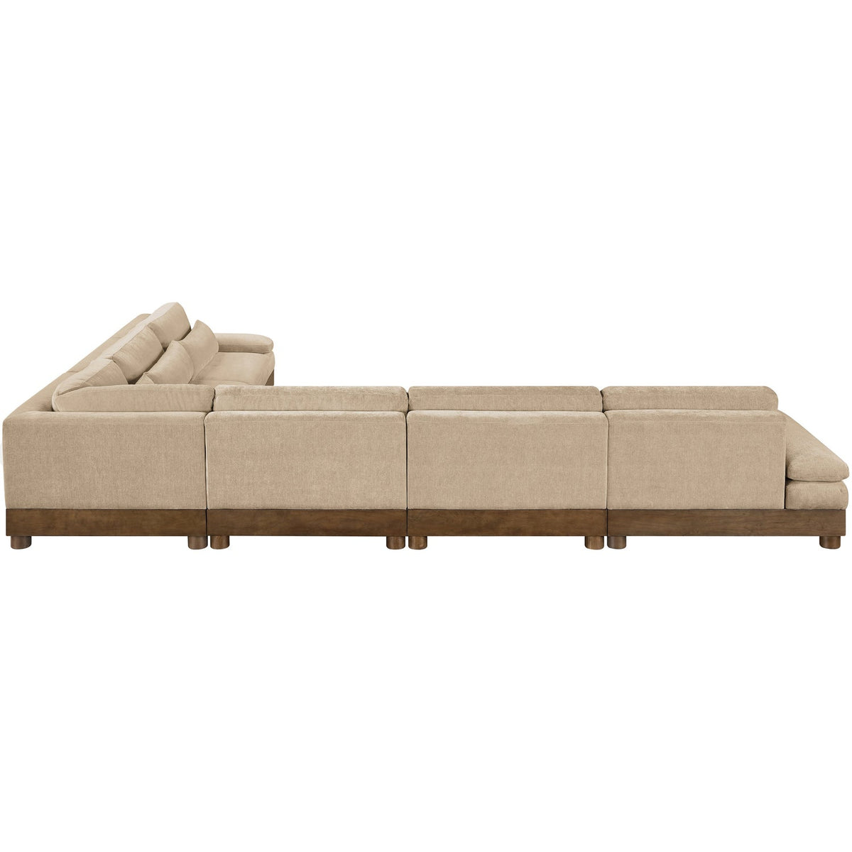 Turin 167.75in Beige Chenille Fabric Upholstered 6 Piece Modular Sectional Sofa