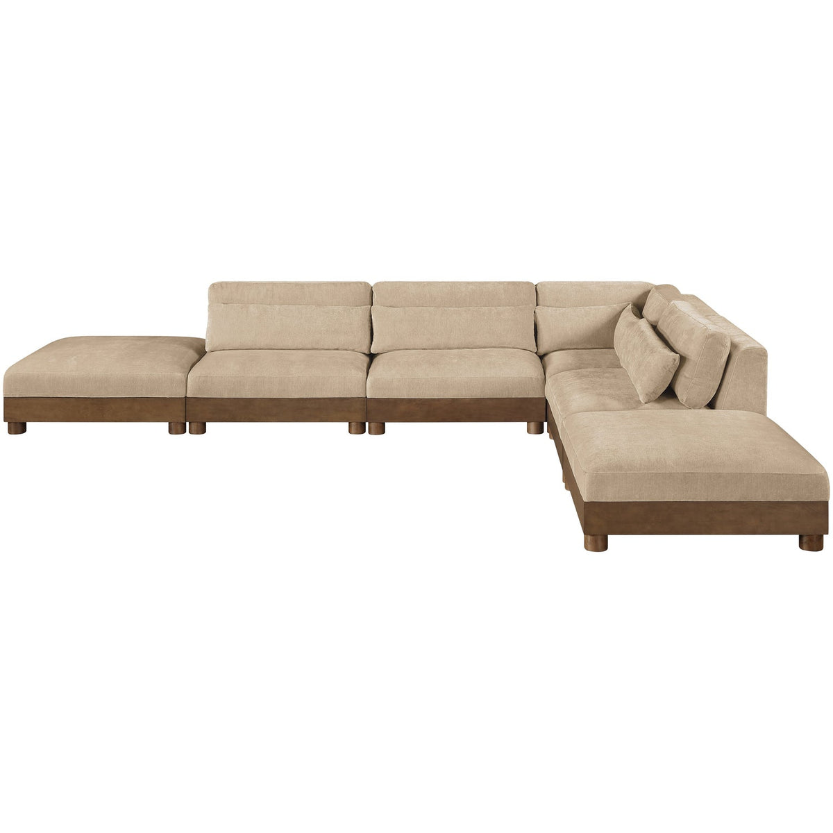 Turin 160in Beige Chenille Fabric Upholstered 6 Piece Modular Sectional Sofa