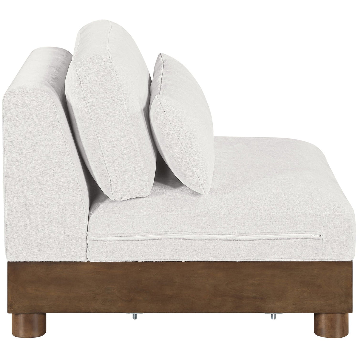 Turin Cream Chenille Fabric Upholstered Modular Armless Chair