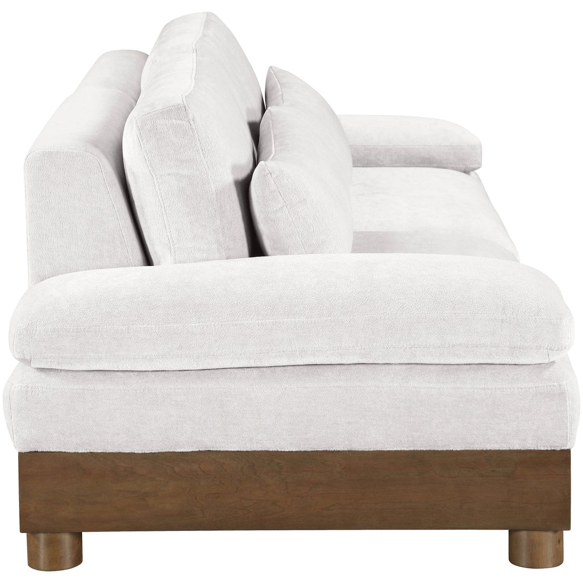 Turin 95.5in Cream Chenille Fabric Upholstered 2 Piece Modular Sofa