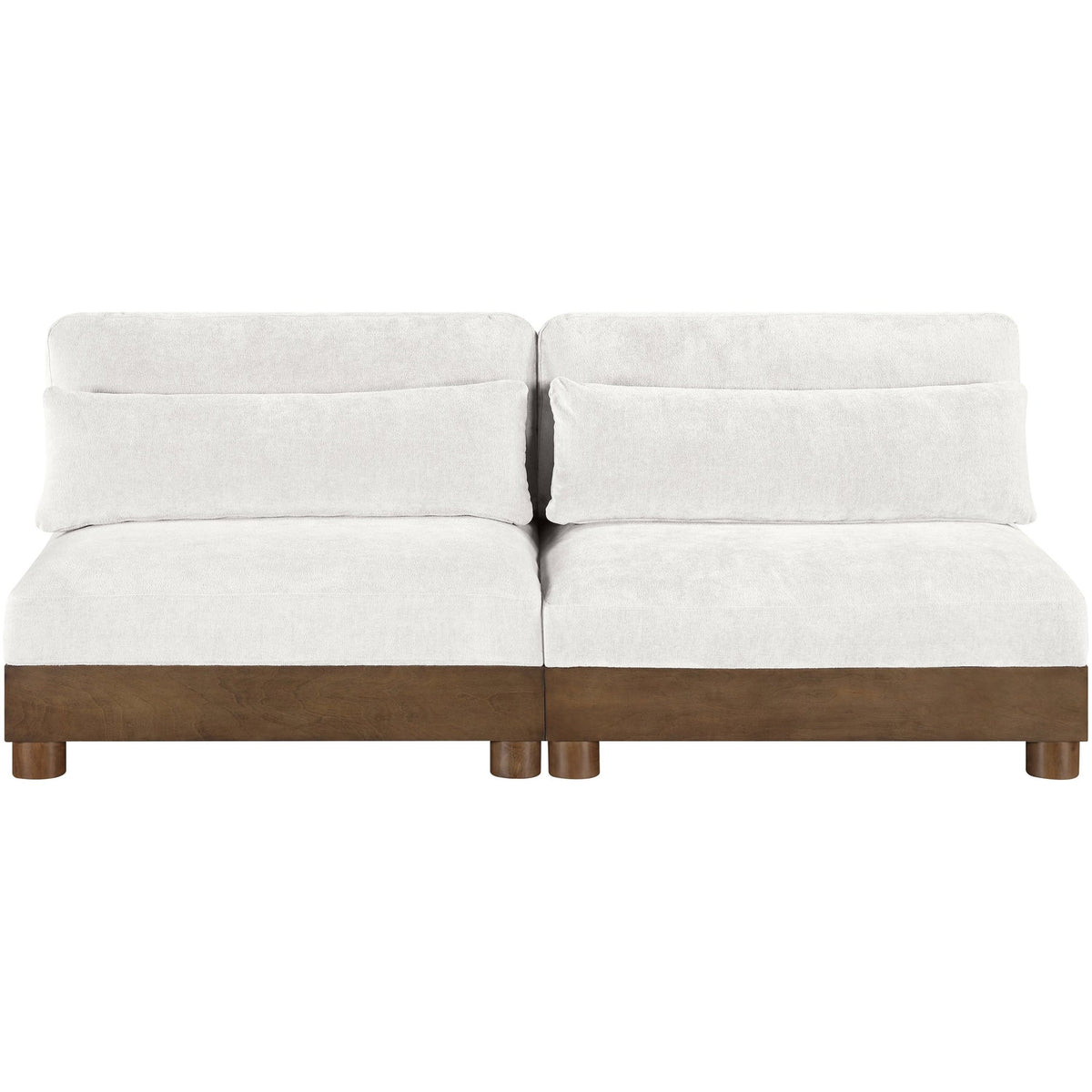 Turin 80in Cream Chenille Fabric Upholstered 2 Piece Modular Sofa