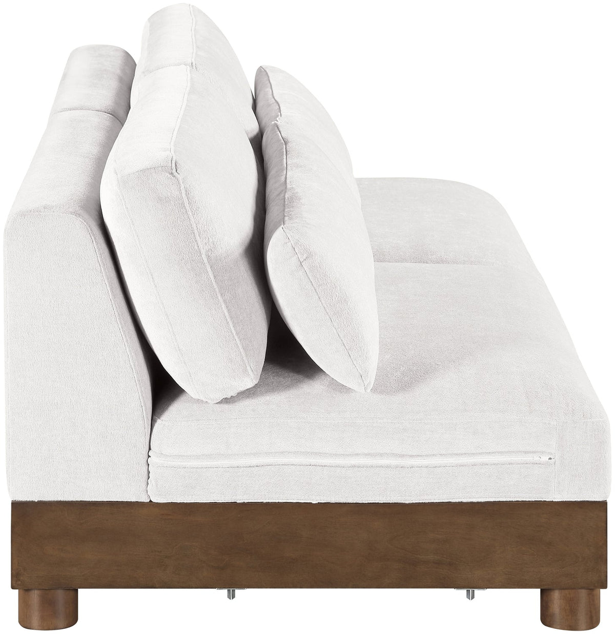 Turin 80in Cream Chenille Fabric Upholstered 2 Piece Modular Sofa