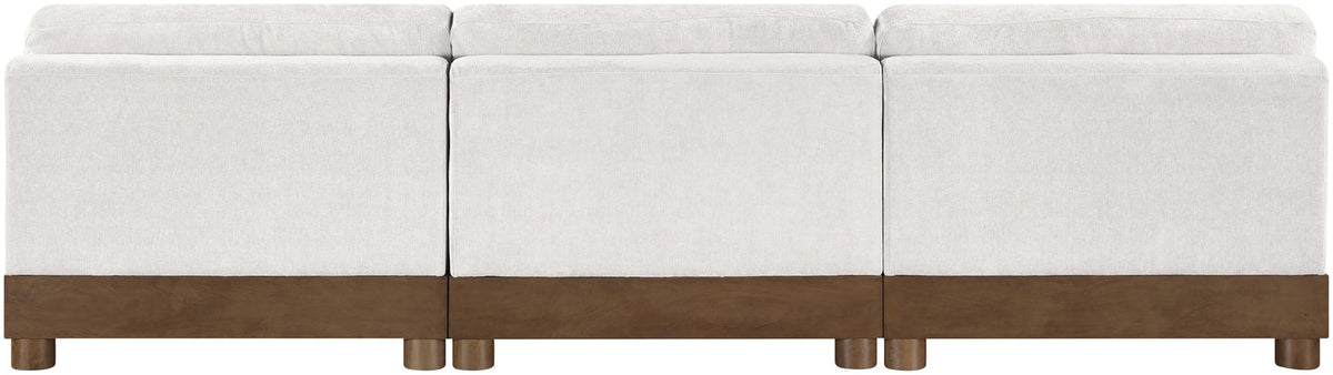 Turin 120in Cream Chenille Fabric Upholstered 3 Piece. Modular Sofa