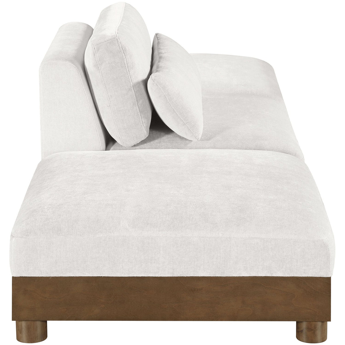 Turin 120in Cream Chenille Fabric Upholstered 3 Piece. Modular Sofa