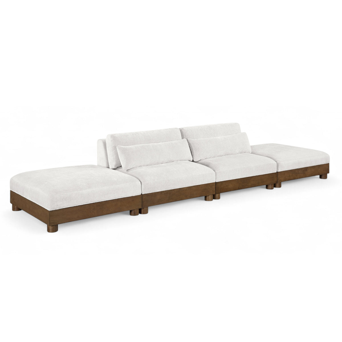 Turin 160" Cream Chenille Fabric Upholstered 4pc. Modular Sofa in cream chenille, primary product view