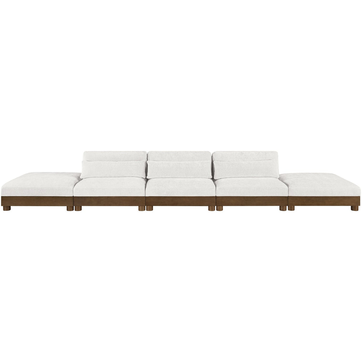 Turin 200in Cream Chenille Fabric Upholstered 5 Piece Modular Sofa