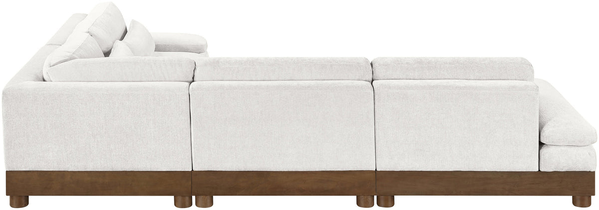 Turin 127.75in Cream Chenille Fabric Upholstered 4 Piece Modular Sectional Sofa