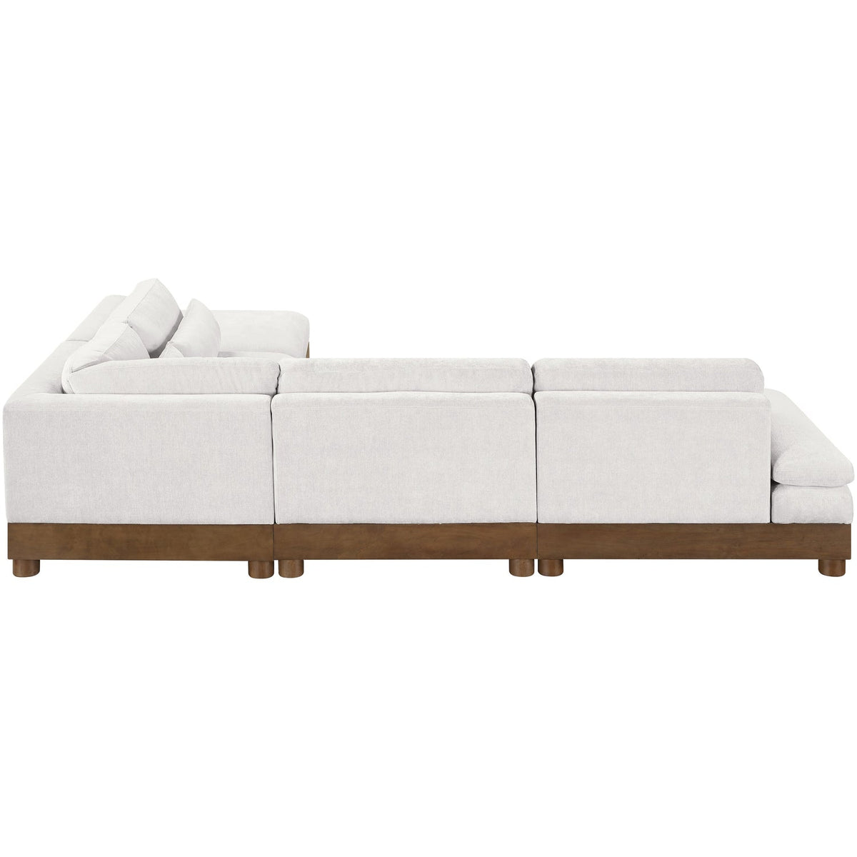Turin 120in Cream Chenille Fabric Upholstered 5 Piece Modular Sectional Sofa